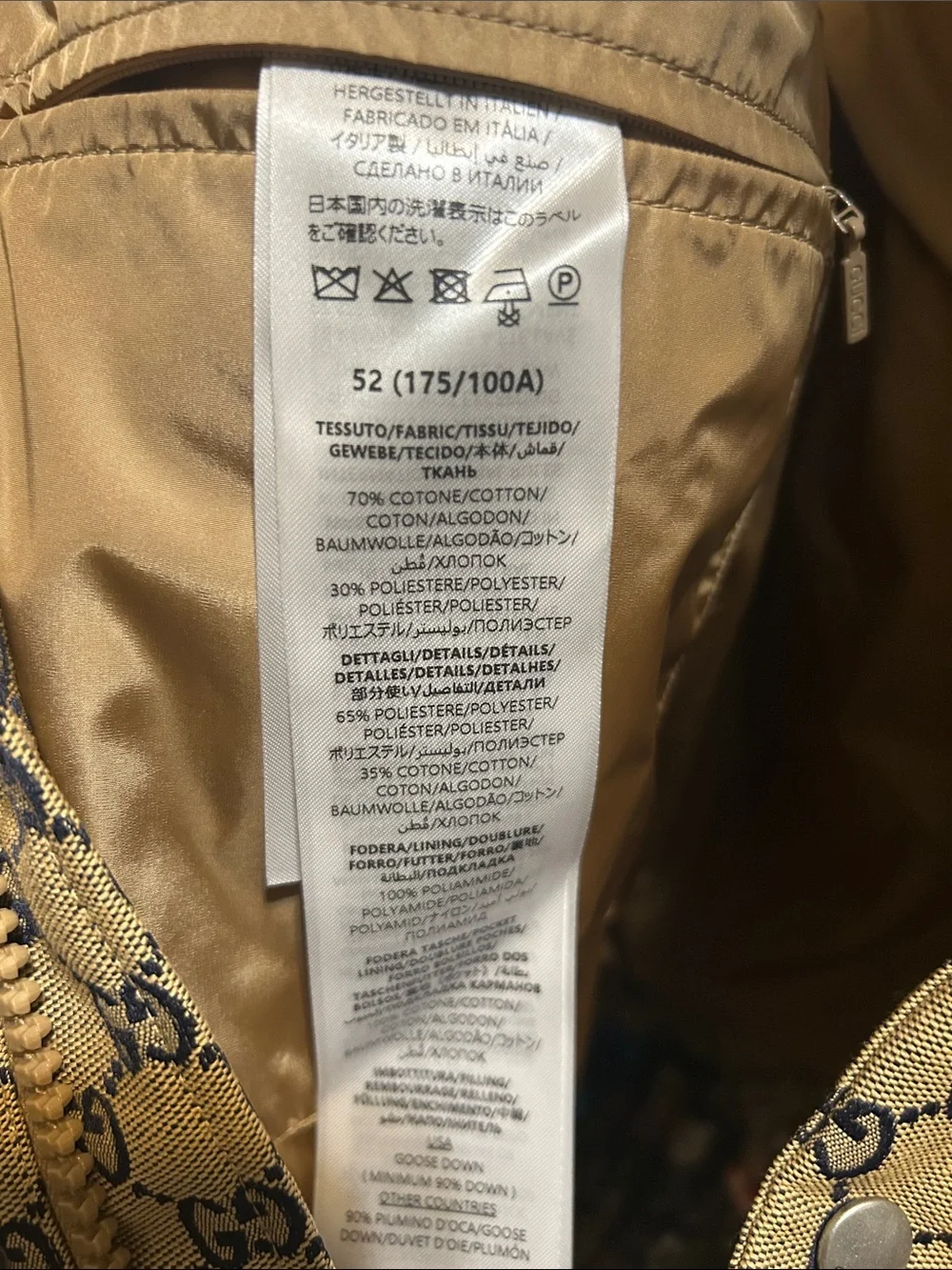 Gucci Gg Canvas Goose Down Jacket